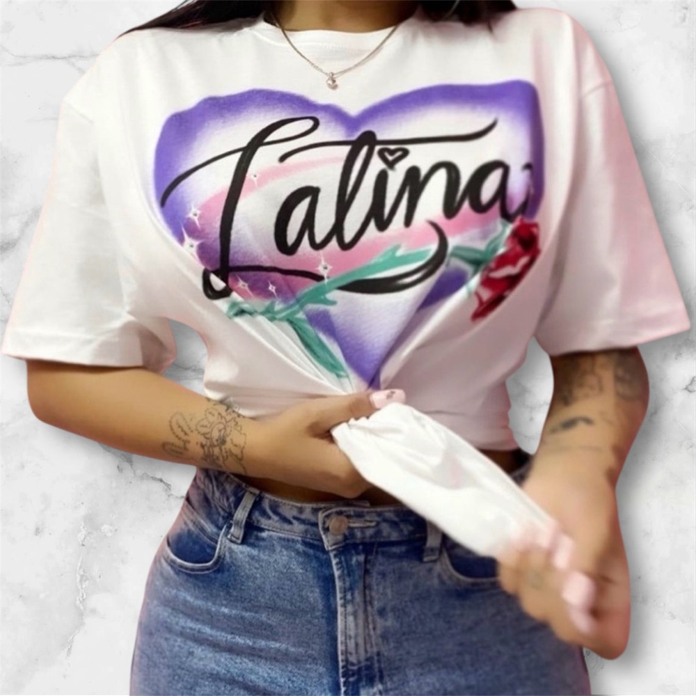 “Latina” cotton candy apparel airbrush oversized tee